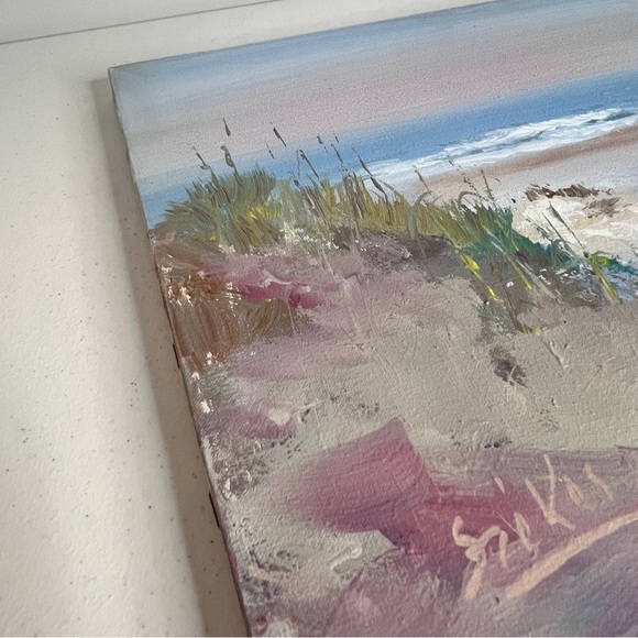 Vintage Original Seascape at Sunrise with Dunes by Artist John Szekes 18 x 14 - Picture 12 of 12